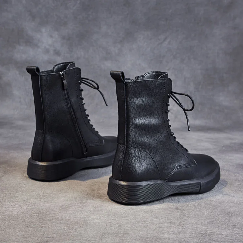 DRKANOL классические черные женские сапоги из натуральной кожи Боковая молния