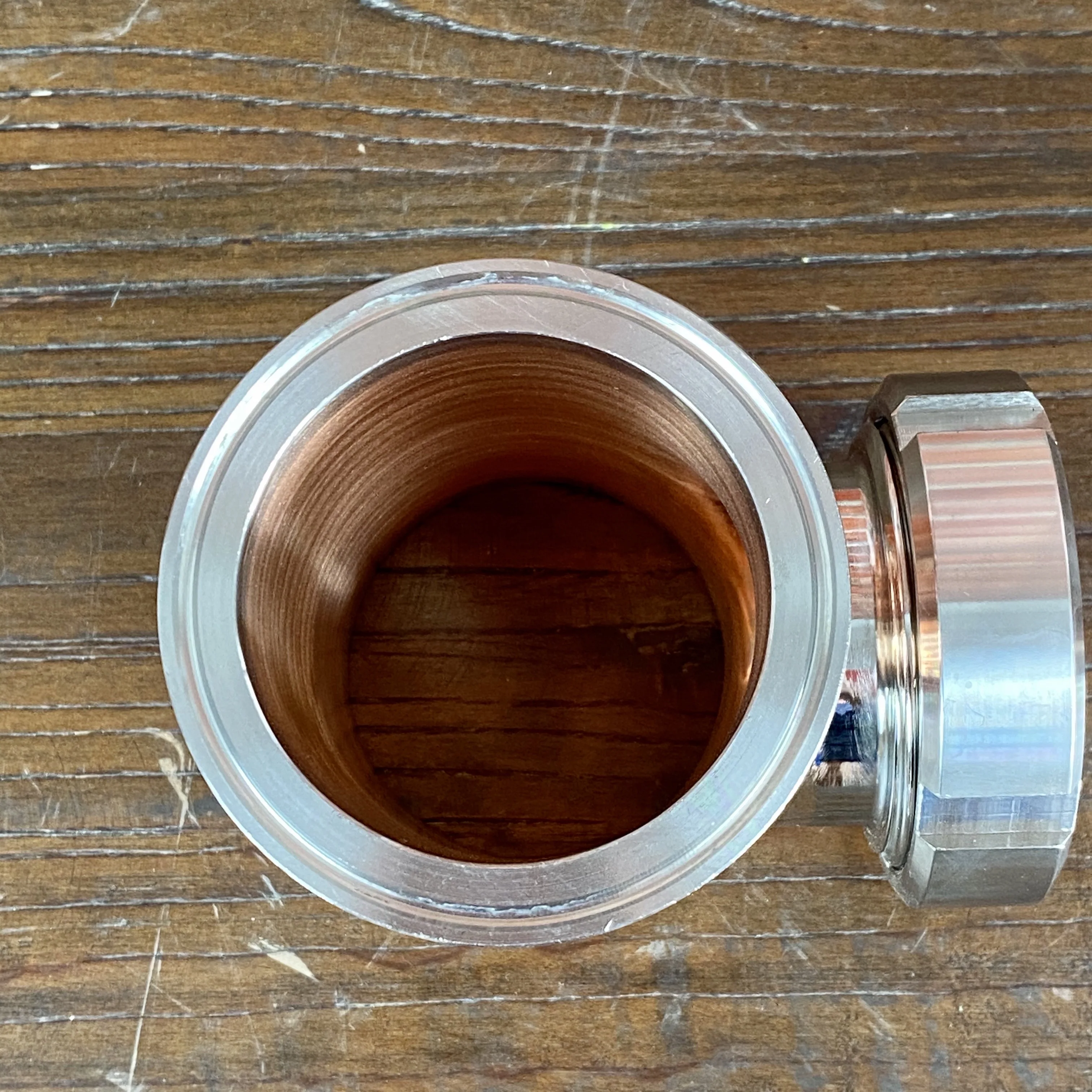 Медный тройник 4 дюйма для пузырчатых пластин. Часть дистилляционной колонки.