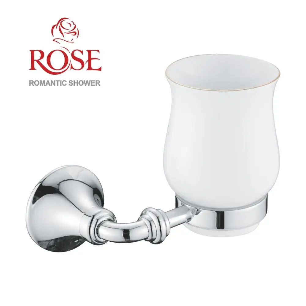 ROSE Подстаканник латунный держатель и керамический стакан на стену для воды