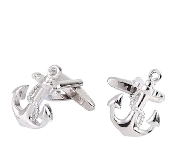 Запонки в форме якоря бархатная коробка сталь блестящий специальный дизайн