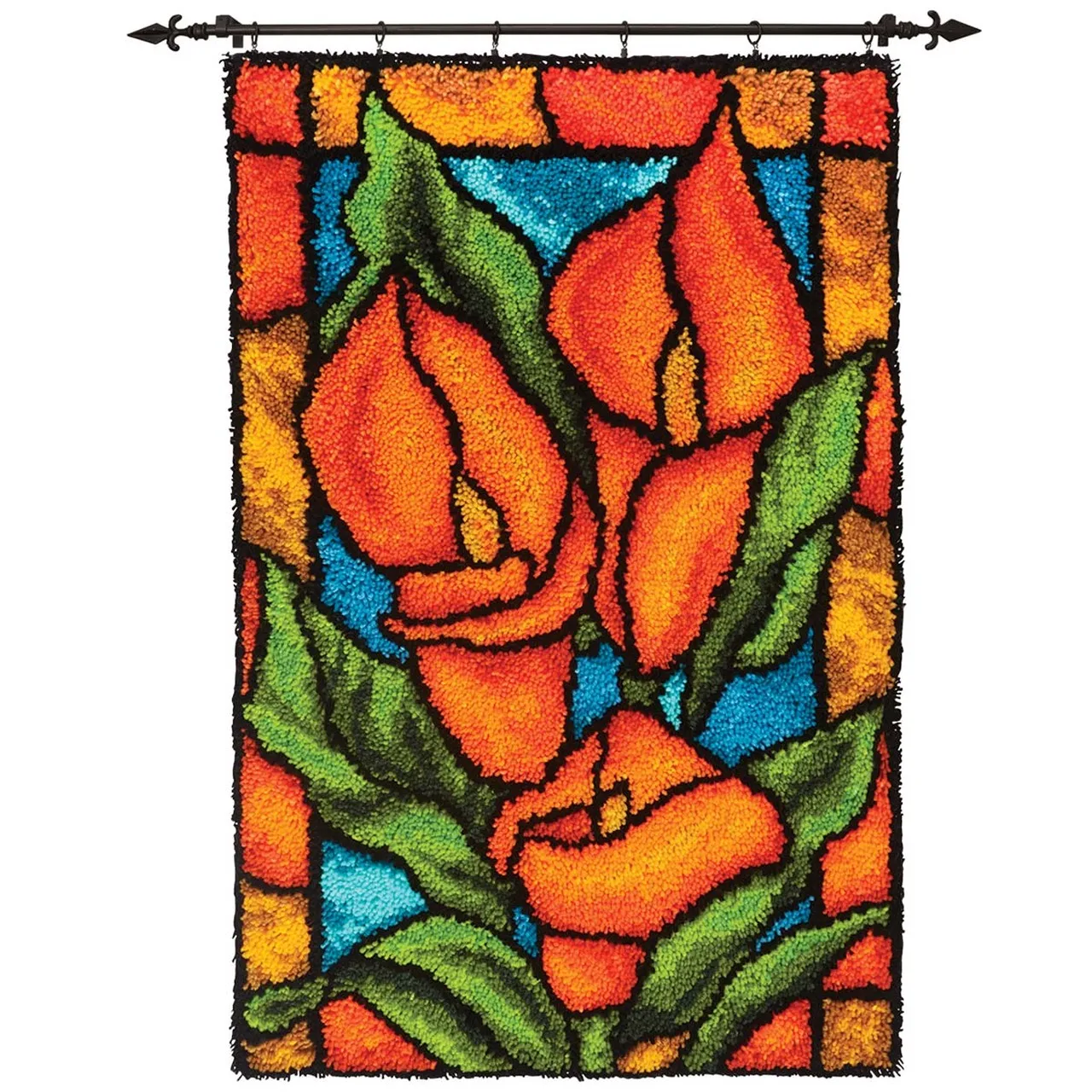 

Latch Hook Rug Calla Lillies Wall Tapestry DIY Carpet Rug Pre-Printed Canvas with Non-Skid Backing Floor Mat 69x102cm