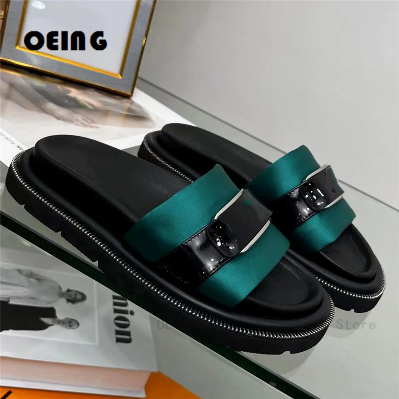 

2022 Summer Women Comfort Slippers HOOK & LOOP Wide Front Strap Flip-flops Female Outdoor Flat Slipper Casual Sandalias Mujer