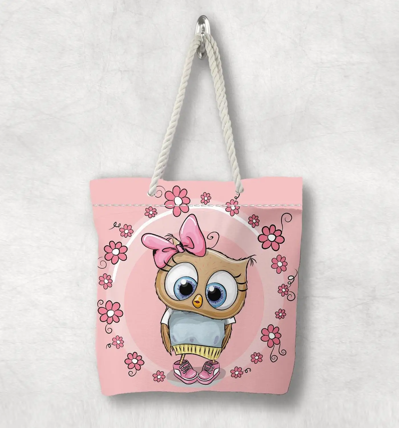 Еще розовый круглый цветы с милыми совами цветочным рисунком Новое модное белое