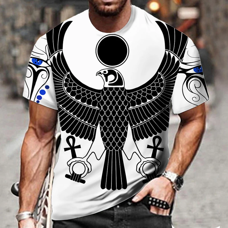 Camiseta con estampado 3D de cara de Faraón Anubis de Egipto, Ojo de dios egipcio de Horus antiguo, ropa de calle de manga corta para hombres/mujeres, Tops de verano
