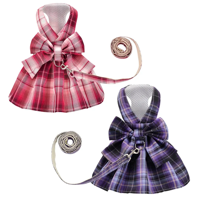 

Pet Dog Dress Princess Dog Gown For Small Dogs Girl Plaid Bowknot Puppy Wedding Dresses Pet Clothes Doggie Outfits Cat Apparel