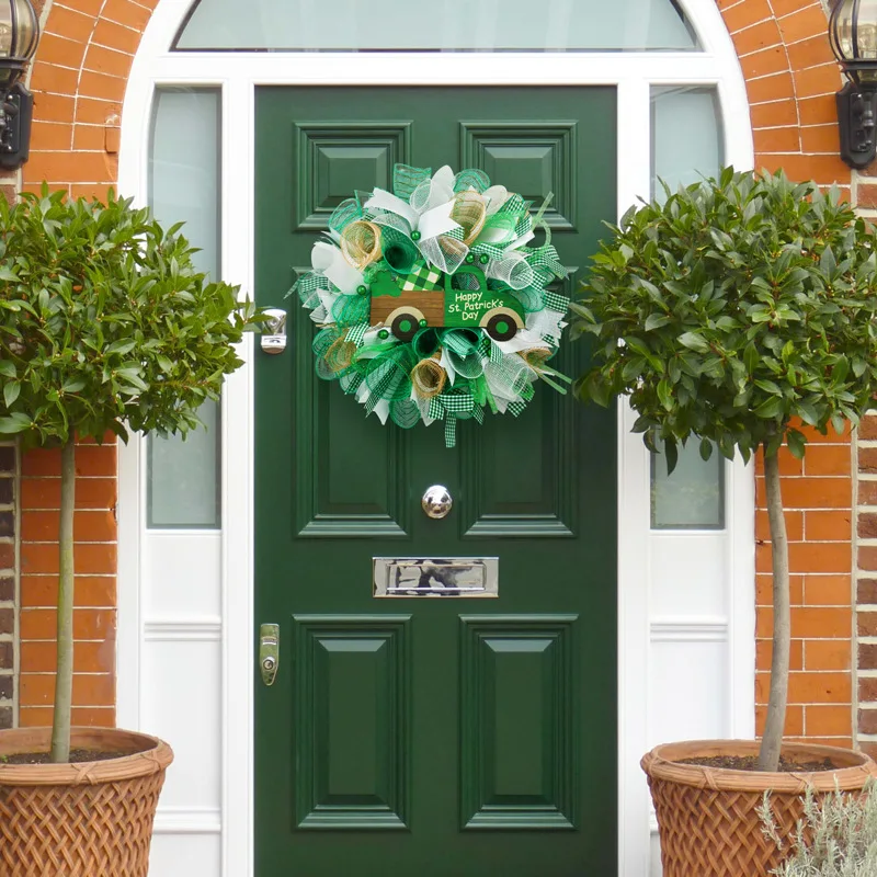 Easter Wreath with Cross Spring Decoration DIY Front Door Garland Wall Hanging Home Farmhouse Artificial Flower Decor |