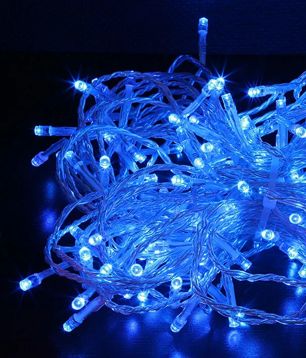 Гирлянда Нить уличная 10м 220 В шнур прозрачного цвета 100 LED 80 синих и 20 мигающих |
