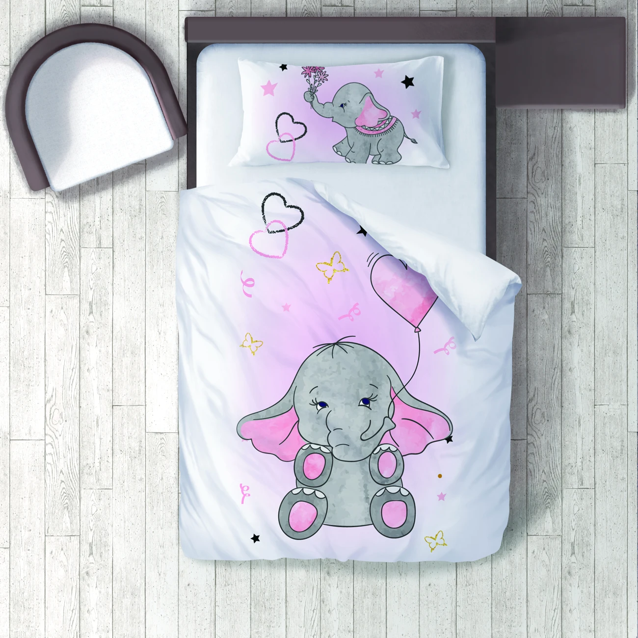 

Duvet Cover Set Bedding Set Pillow Case for Baby and Kids Room 3D Printed Lovely Elephant Model 061