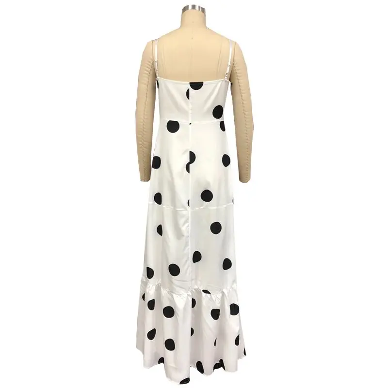 Женское платье-макси в горошек длинное вечернее пляжное платье стиле бохо