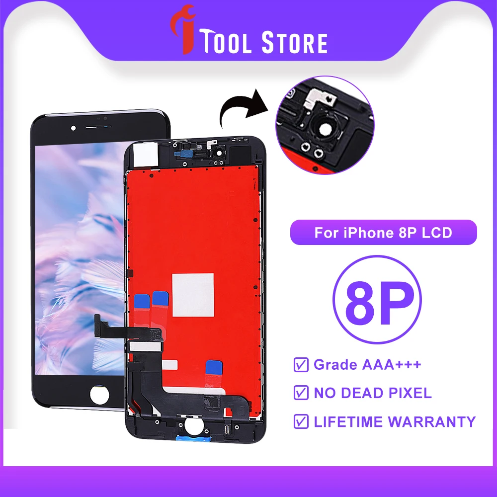 

ЖК-дисплей класса AAA +++ для iPhone8 Plus с 3D сенсорным экраном, дигитайзер в сборе для iPhone 8 Plus, дисплей без мертвых пикселей, протестирован