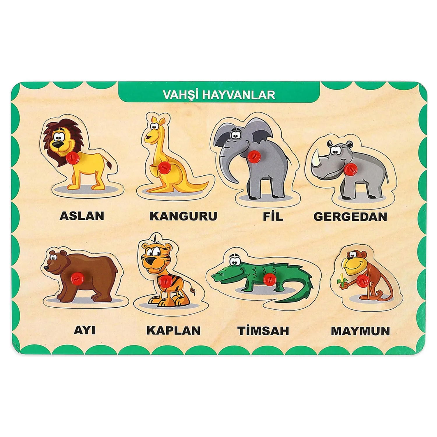 

Educational Puzzle Wild Animals with Wooden Handle child development intelligence developer lion kangaroo elephant monkey bear