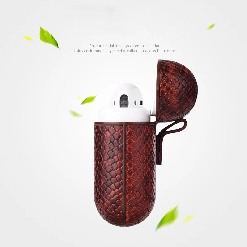 Кожаный чехол сумка из змеиной кожи VITOG Airpods беспроводной кожаный для Bluetooth