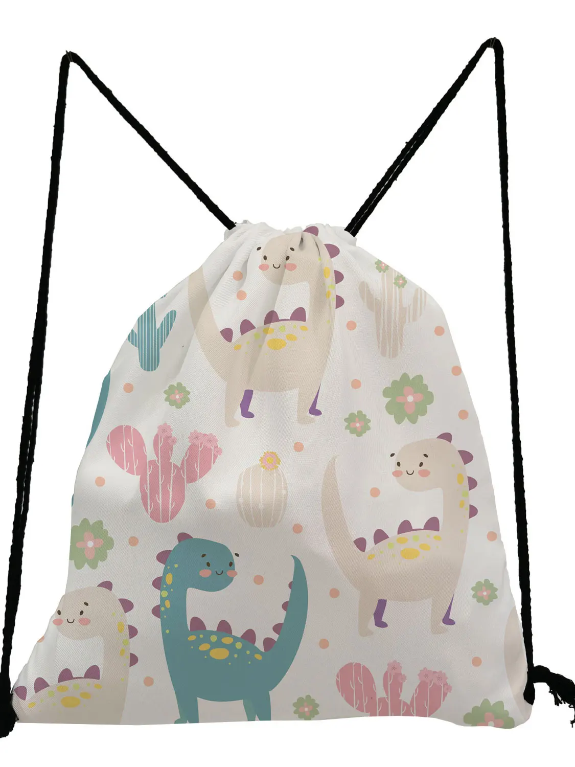 Cute Dinosaur Printed Drawstring Bag Mini Girls Backpack Teenager Storage Bagskids Bookbag Travel Bags Soft Back Bag Gym Pouch