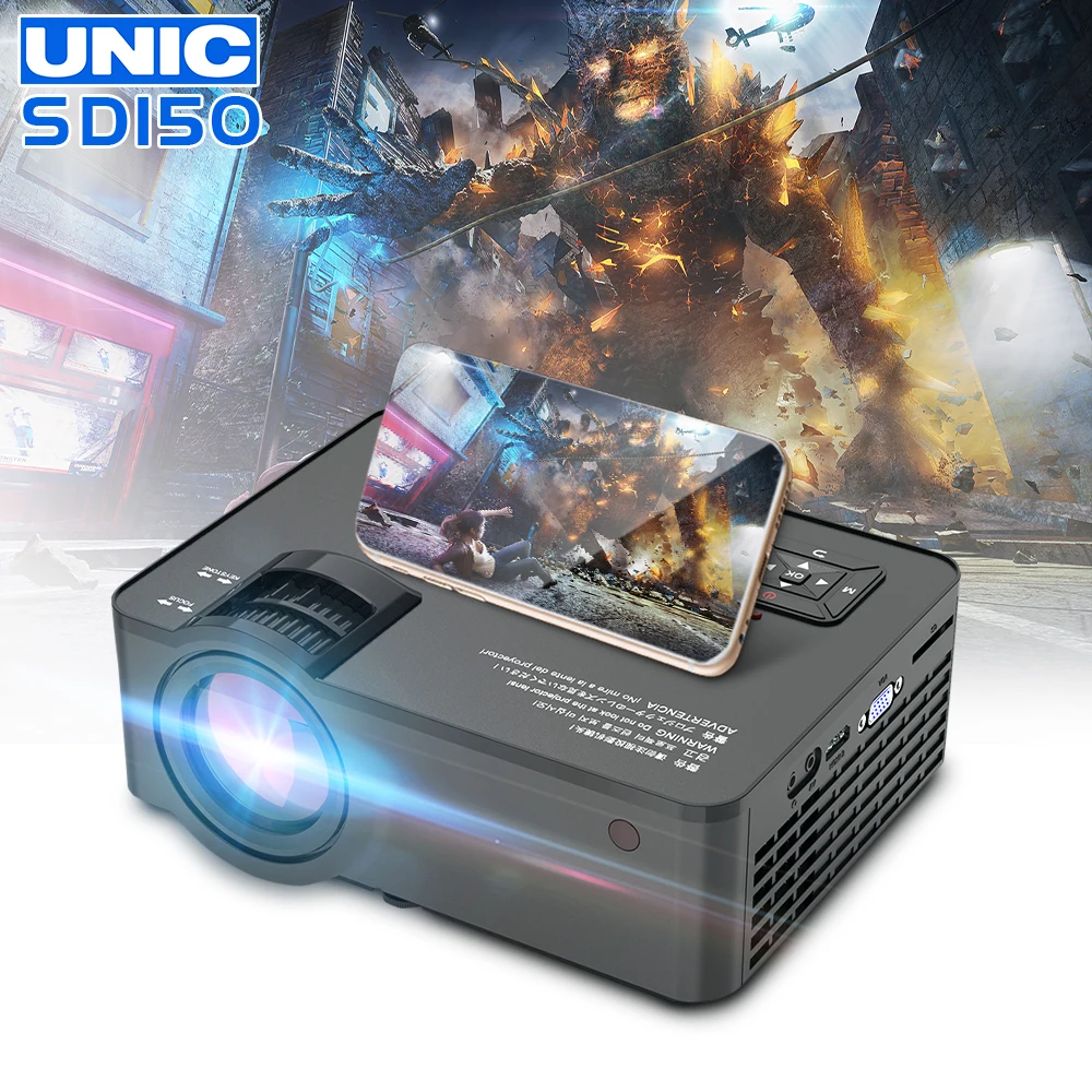 Проектор UNIC SD150 встроенный светодиодный проектор 1280x720P Wi Fi 3D поддержка HD 1080P