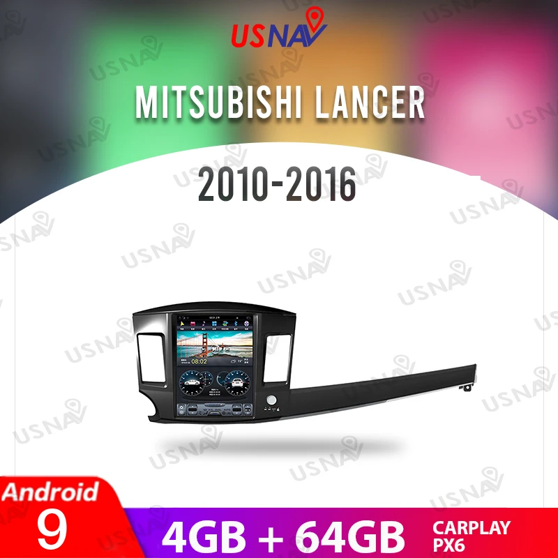 

Автомобильный мультимедийный стерео-плеер USNAV, экран 12,1 дюйма для Mitsubishi Lancer 2010-2016 PX6 в стиле Tesla, Android 9,0, с GPS Навигатором