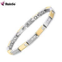 rainso trend chain link stainless steel magnetic bracelet for woman healthy useful silver gold cuff bracelets for love gift