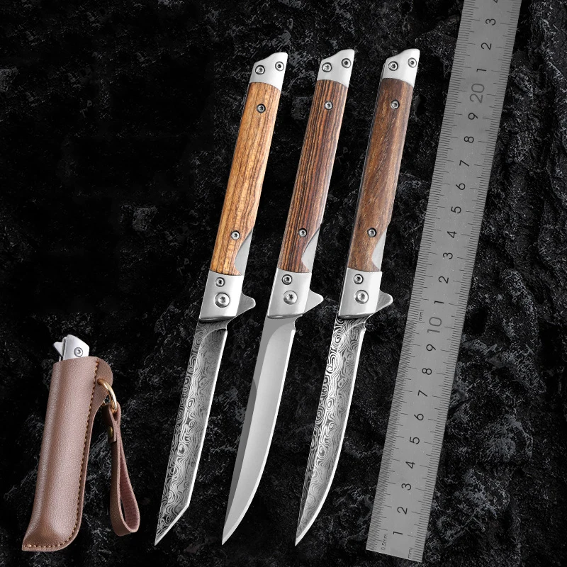 

Damascus Pattern Folding Knife Outdoor Pocket EDC Knife Jungle Hunting Camping Survival Knife Vegetable Cutter Multi Tool