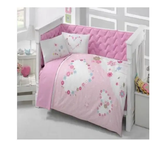 Heart baby crib bumper set of cartoon animals, baby nursery bedding for boys and girls in Turkey anti-allergic soft cotton