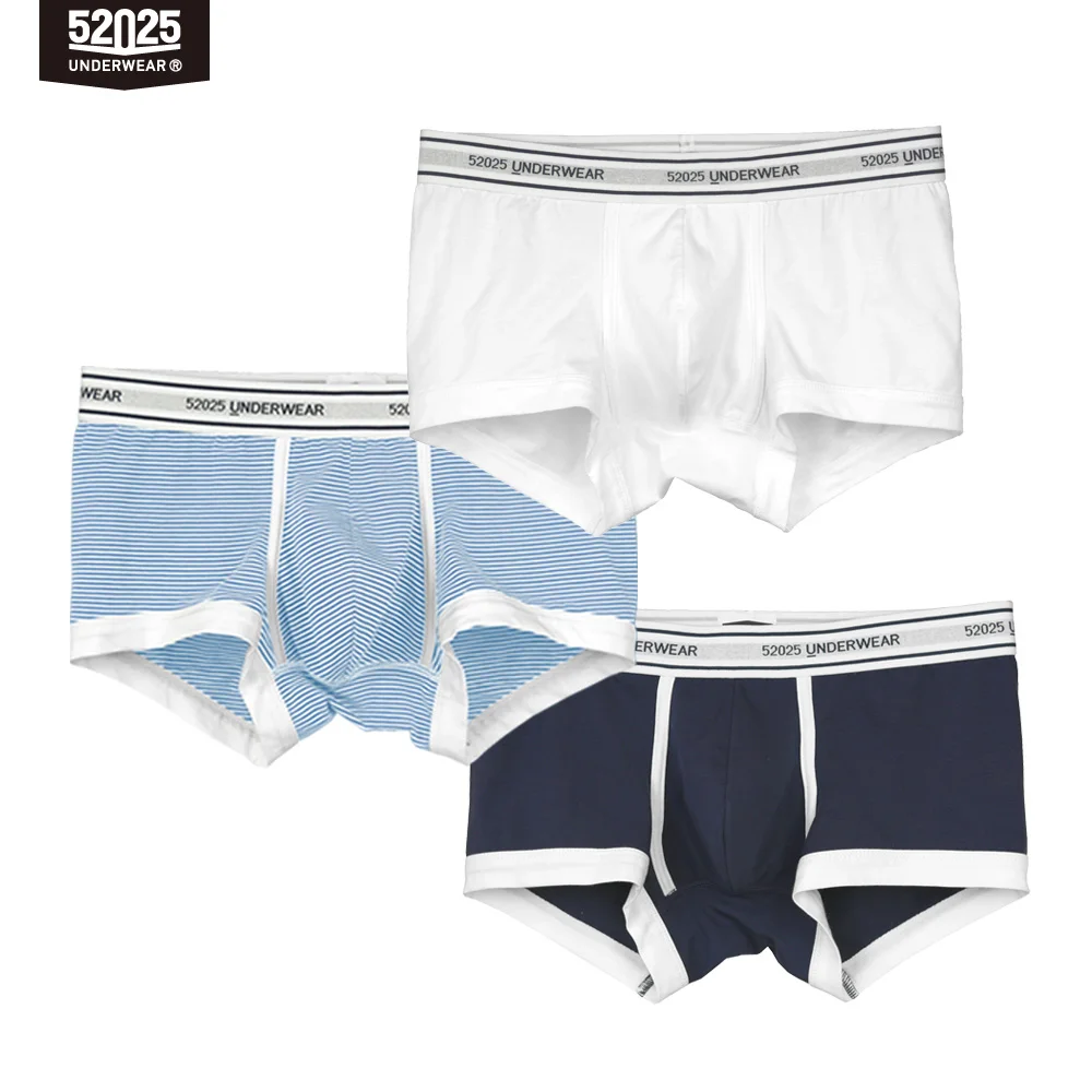 white-blue-dark blue 52025 Мужские трусы боксеры набор 3-4 шт./упак. Комфортные дышащие мягкие Трусы мужские Хлопок Модал Удобное мягкое нижнее белье Трусы-боксеры Транки Мужские шорты Бельё из хлопка calzoncillos hombre sexi - Цвет: white-blue-dark blue