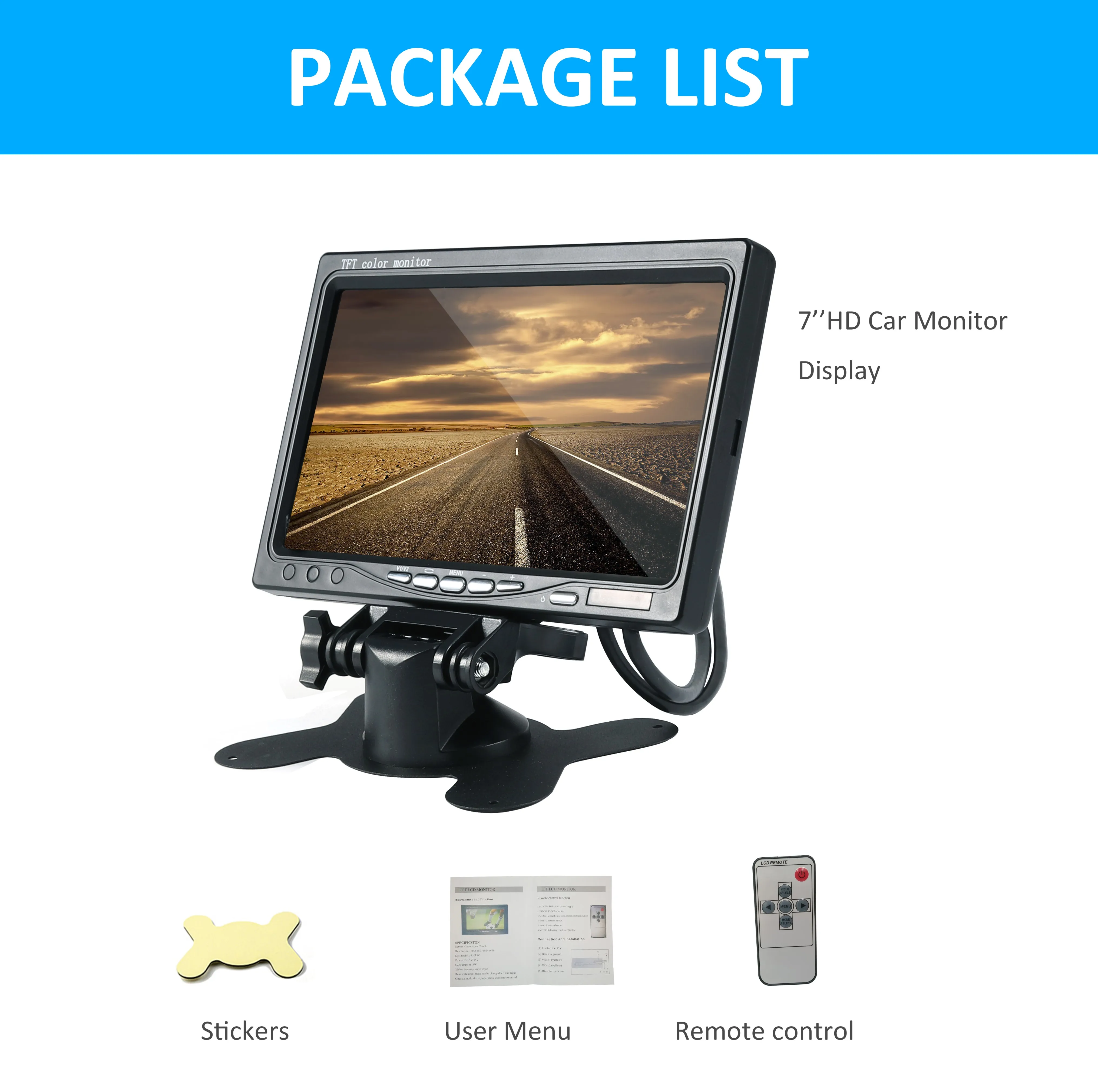 1024x600 7 дюймов ультра тонкий TFT lcd HD монитор Аудио Видео AV автомобильный домашний