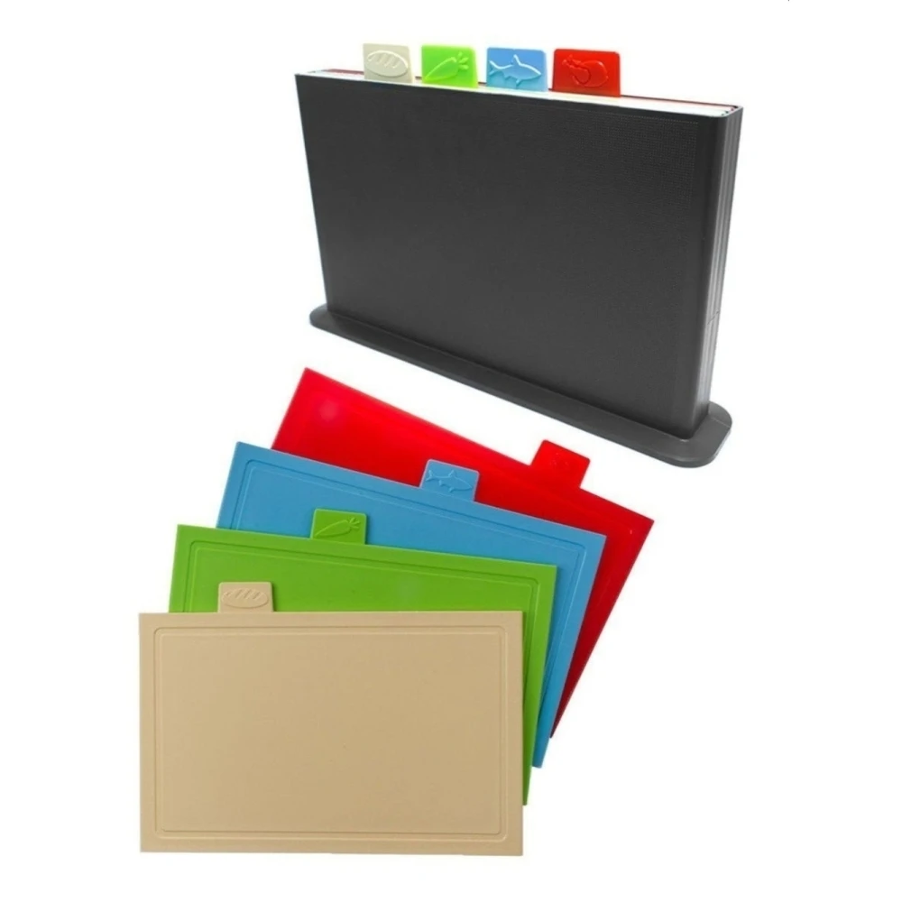 Набор из 4-х разделочных досок на подставке 35х23 см с маркерами 4 шт | Дом и сад