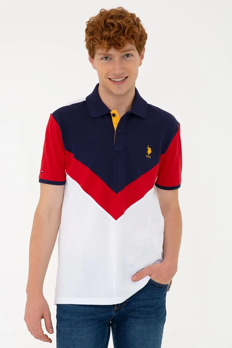 

Original Us. Assn. Polo t-shirt men cotton casual USPA logo Regular fit short sleeve multiseason classic Polo-neck