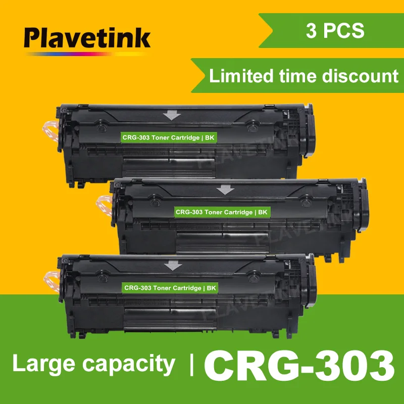 Plavetink 3 шт. черный для Canon CRG 303 тонер картридж LBP 2900 3000 факс L100 110 120 160 MF4150 4120