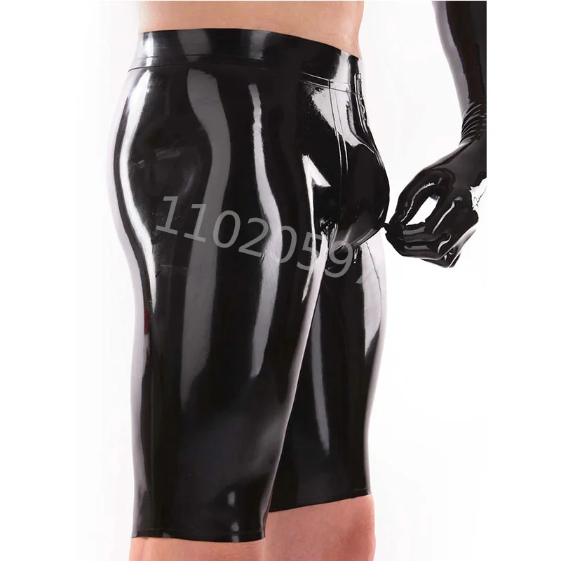 Latex Rubber Tigh Shorts with Crotch Zip Fetish Men Underwear Boxer Custom Made