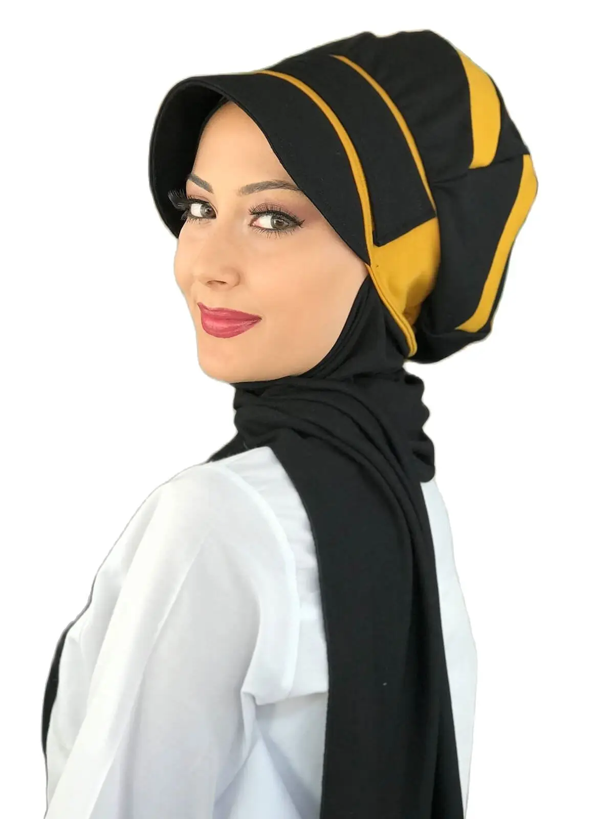 New Islamic Fashion Muslim Hijab Lady 2021 Trend Single Size Bathing Cap Beret Ready Shawl Scarf Buckle Black Hijab Hat