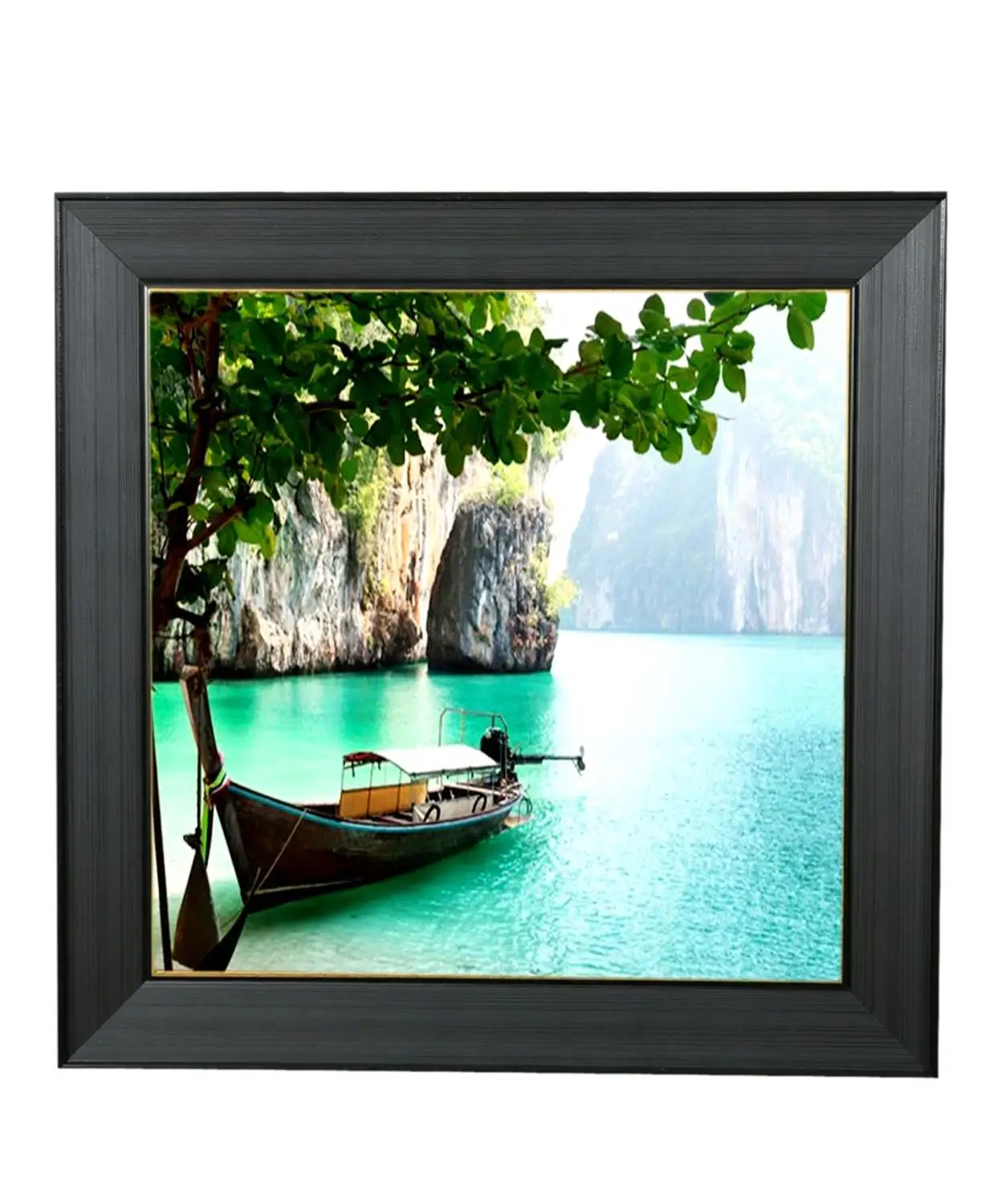 

Canvas Painting Wood Black Framed Green Sea