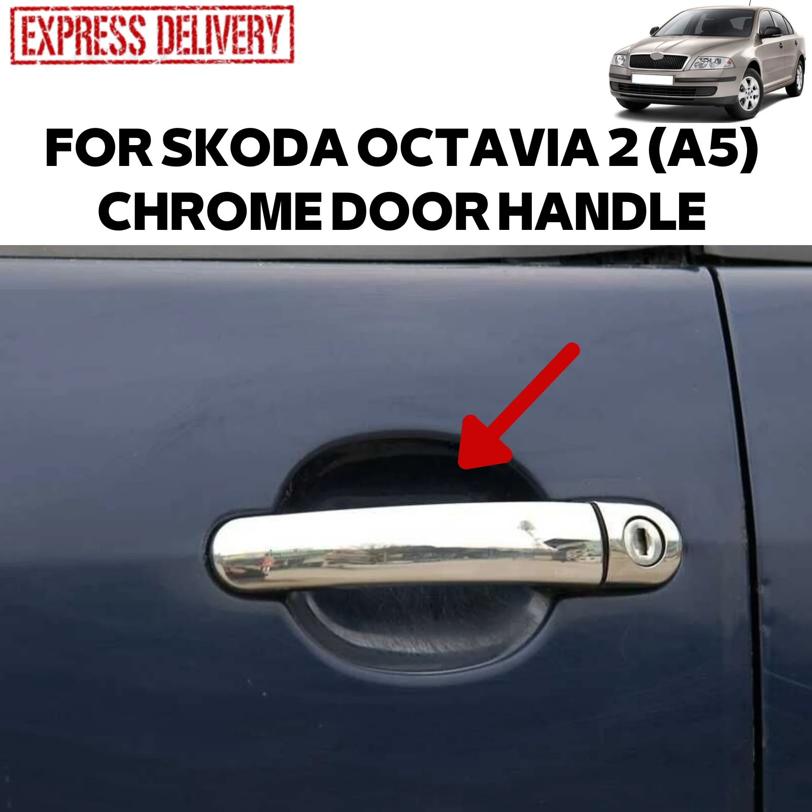 

Хромированная дверная ручка для SKODA OCTAVIA 2 (A5) 2004-2013, 8 шт., накладка из нержавеющей стали, уличный аксессуар, Модифицированная боковая панель, д...