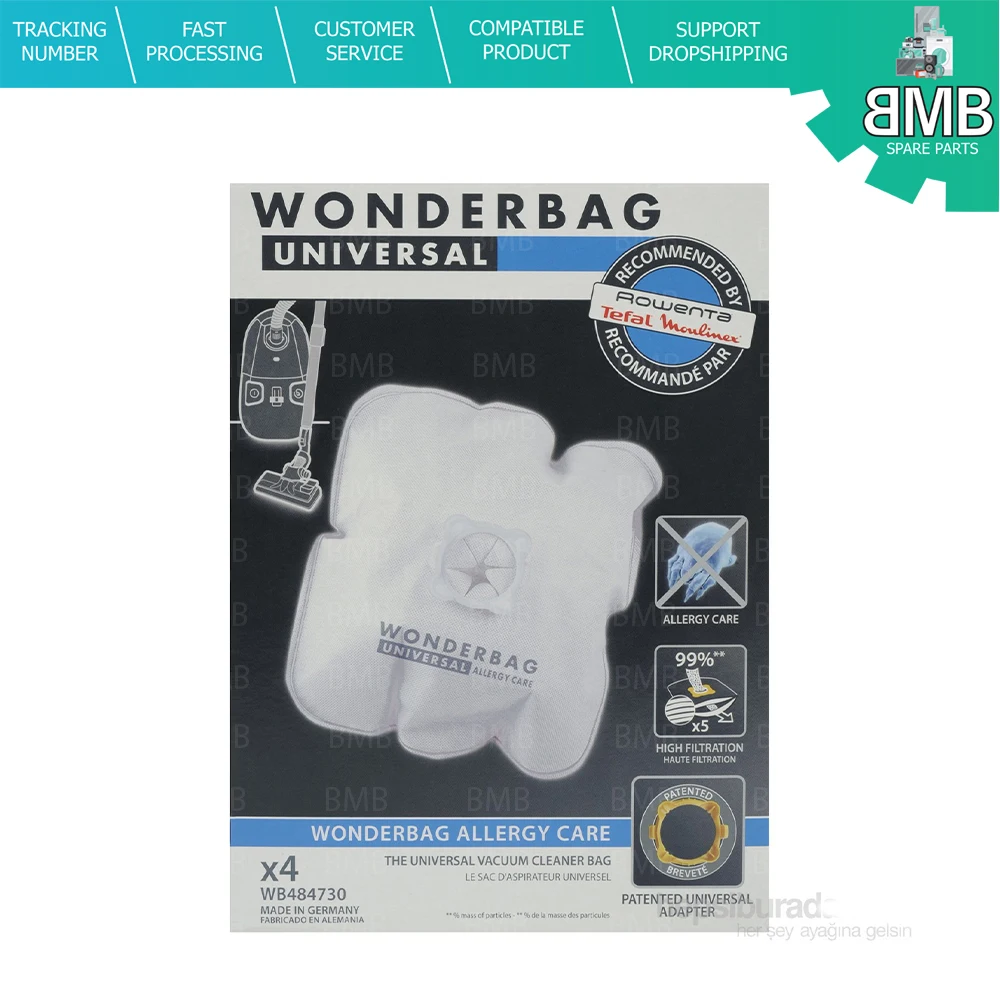 

For Rowenta Wonderbag Universal Anti-Allergy Dust Bag (4 Pieces in 1 Package)