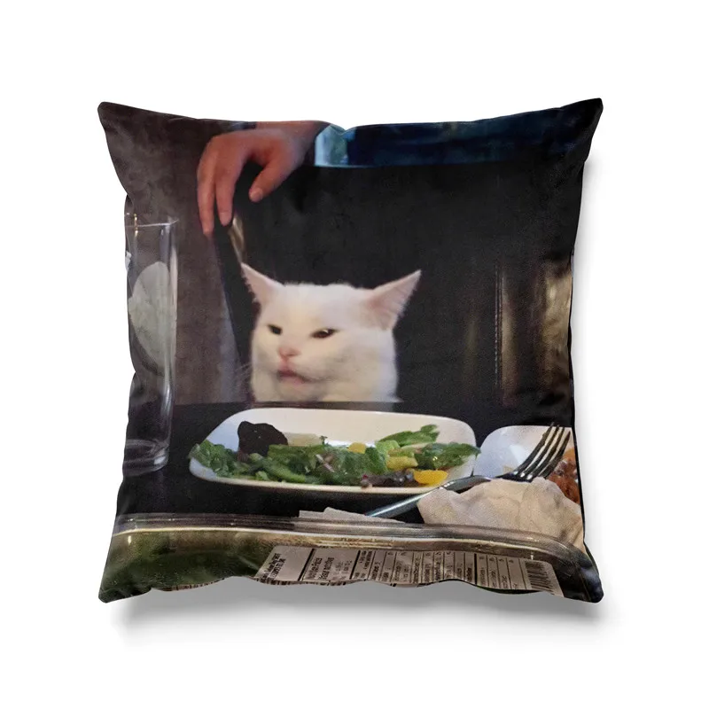 

18'' x 18'' Salad Cat Meme Throw Pillow Covers Cushion Cases Pillowcases for Sofa Bedroom 45cm x 45cm