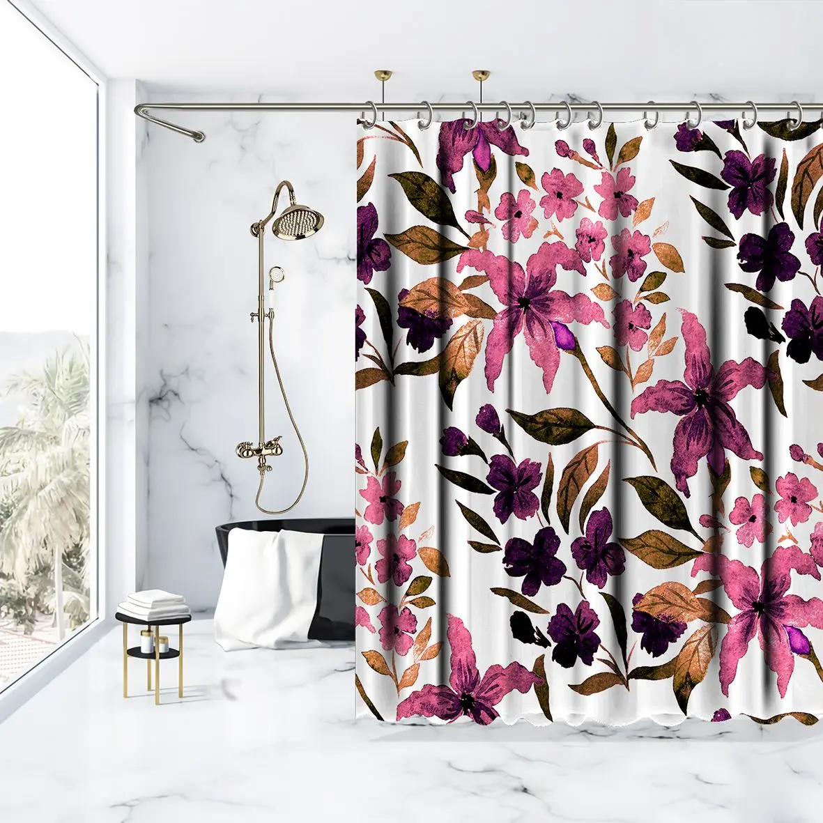 Занавески для душа лилии цветы с листьями цветочный узор Роскошный дизайн