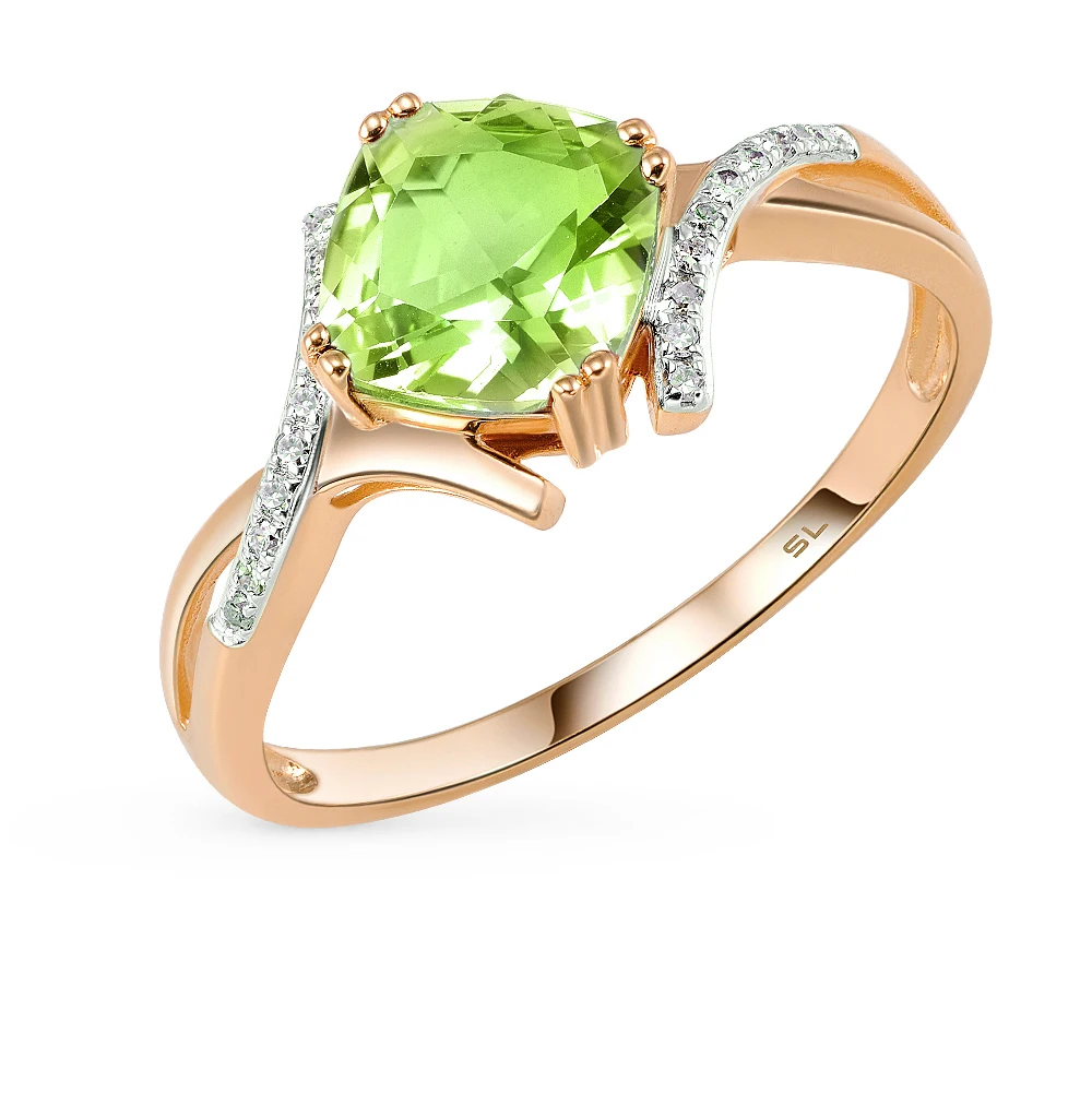 Золотое кольцо с султанитами и бриллиантами SUNLIGHT | Украшения аксессуары