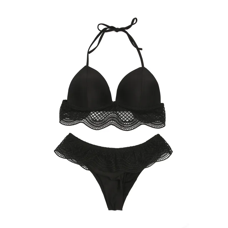 Женский сексуальный кружевной комплект бикини бандаж пуш-ап Мягкий купальник