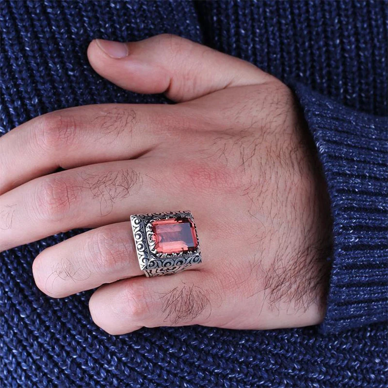 

Handmade Mens Silver Large Zultanite Ring, Art Design Ring Pen Motife Man 925 Silver Zultanite Ring