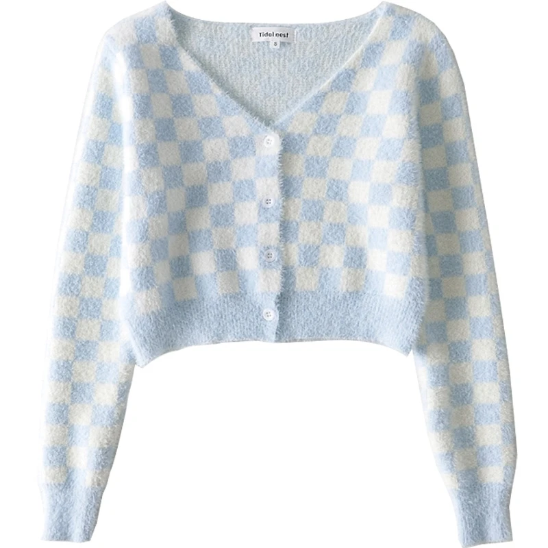 Короткий пикантный свитер с высокой талией подходящий цвет Осенний Женский