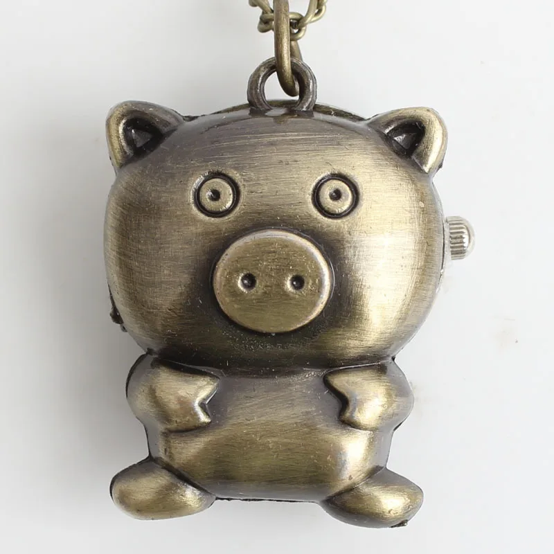

New Cartoon Cute Pig Quartz Pocket Watch For Children Boy Girl Vintage Classic Necklace Chain Clock Gifts reloj de bolsillo