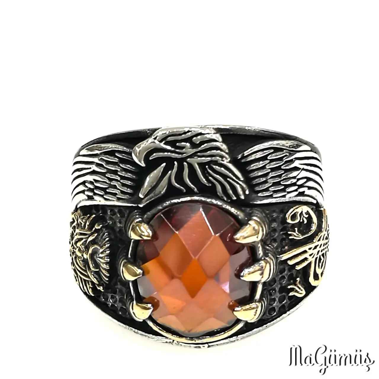 

SON OTTOMAN EAGLE HEADED MENS SILVER RING