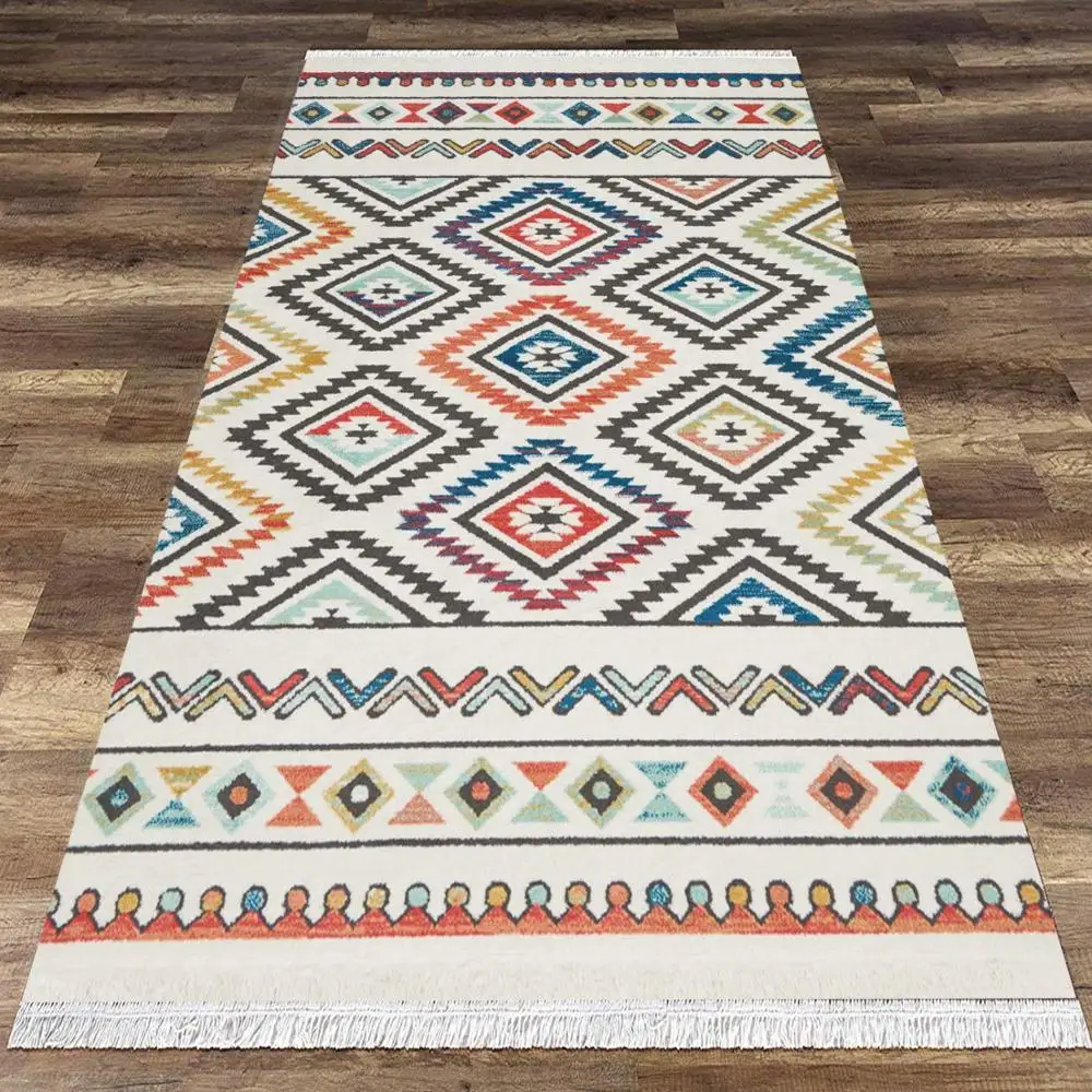 

Else Green Blue Yellow Orange Geometric Turkish Vintage 3d Print Anti Slip Kilim Washable Decorative Area Rug Bohemian Carpet