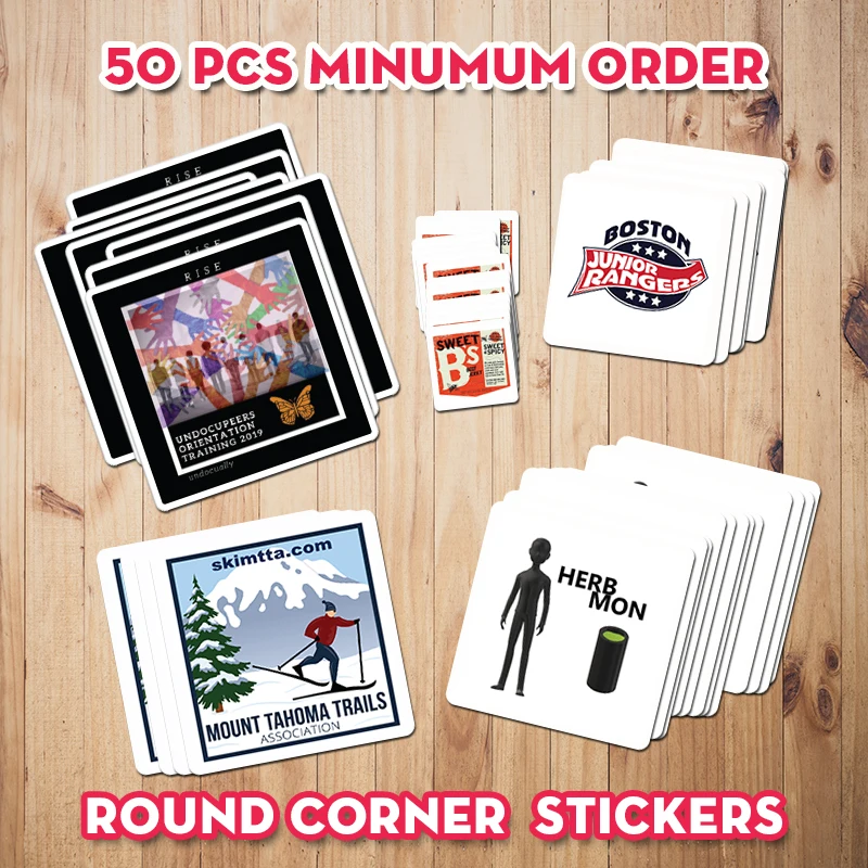Закругленные угловые наклейки для печати логотипа виниловая бумага водостойкие