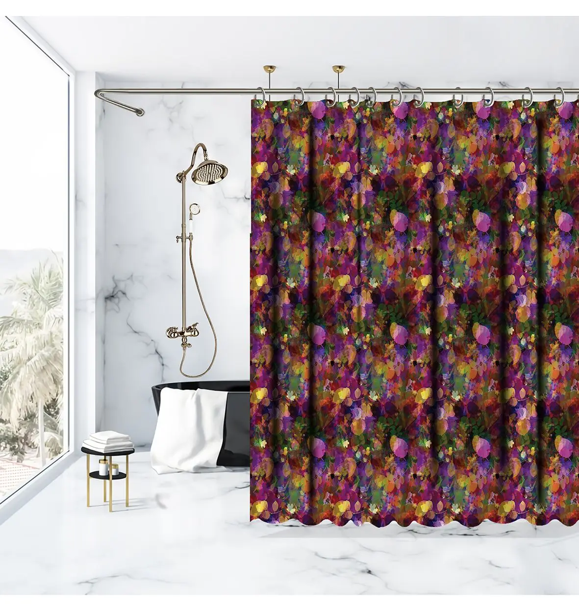 Занавеска для душа Красочные листья листвы березовых деревьев под солнцем