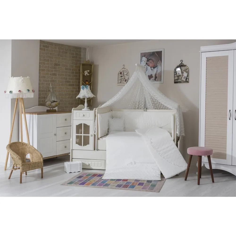 

Baby Bedding Sets Satin Bed Linen Cotton Cover Bed Sheets Ornamental Pillow Cradle Bumpers In The Crib Four Seasons 10 Pcs
