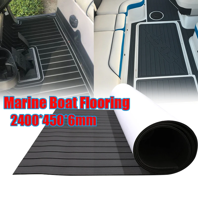 2400*450*6mm EVA Foam Faux Teak Boat Deck Mat Brown Decking Sheet Yacht Flooring Anti Skid Mat Self Adhesive Vehicle Pad