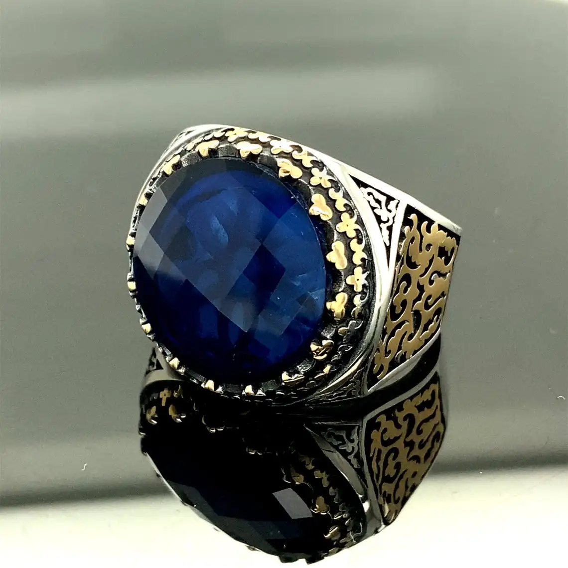 Silver Blue Zircon Stone Handmade Ring