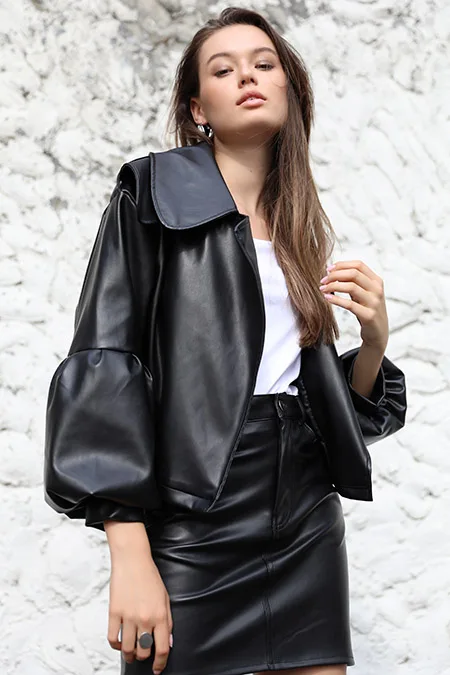 

WOMEN FAUX LEATHER JACKET 2020 FASHION STYLISH LIGHT YOUNG GIRL HOT AUTUMN WOMEN'S FAUX LEATHER JACKET Coat Skirt Collar Vest top
