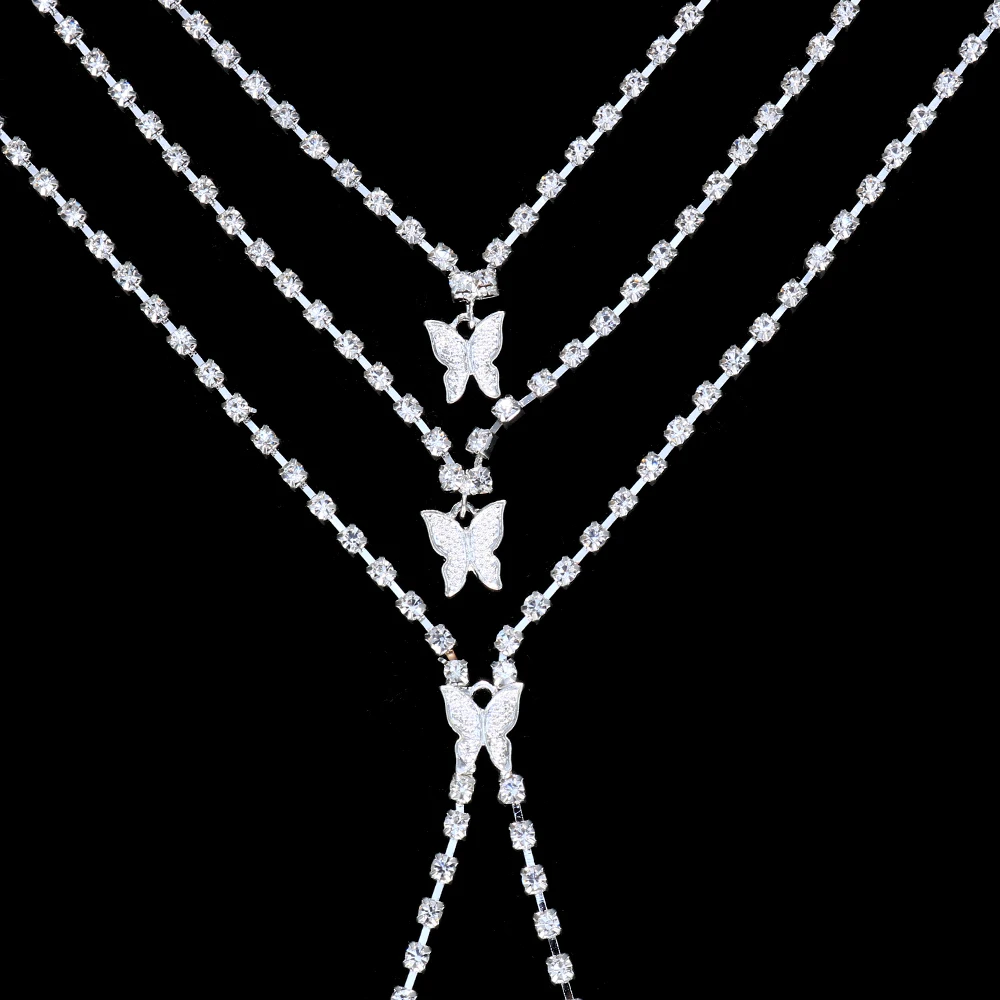 Цепочка Stonefans Стразы в форме бабочки для сосков женское ожерелье-чокер без