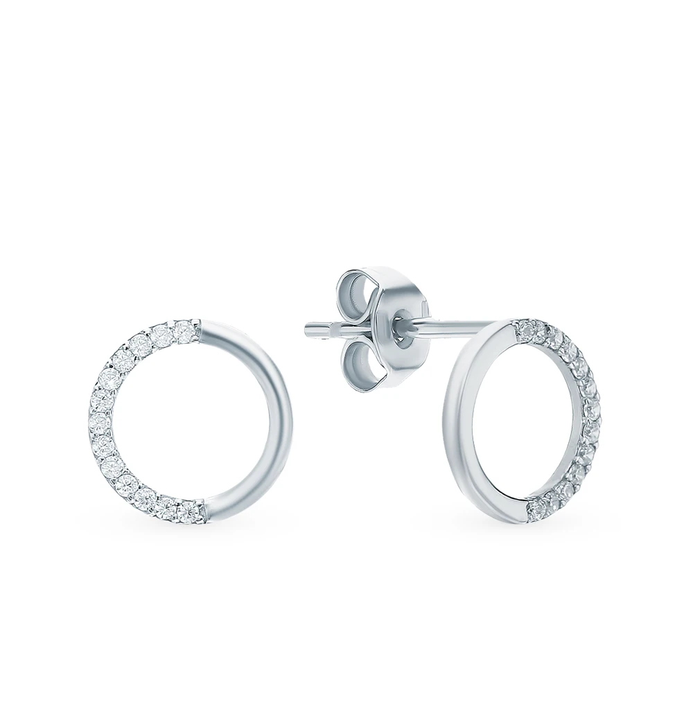 Серебряные серьги с фианитами SUNLIGHT проба 925|Серьги-гвоздики| |