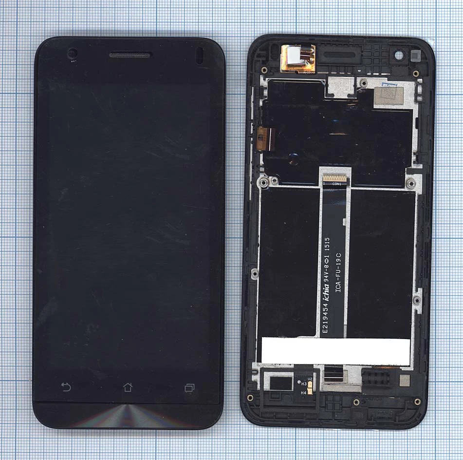 Дисплей (экран) в сборе с тачскрином для ASUS Zenfone C ZC451CG черный c рамкой |